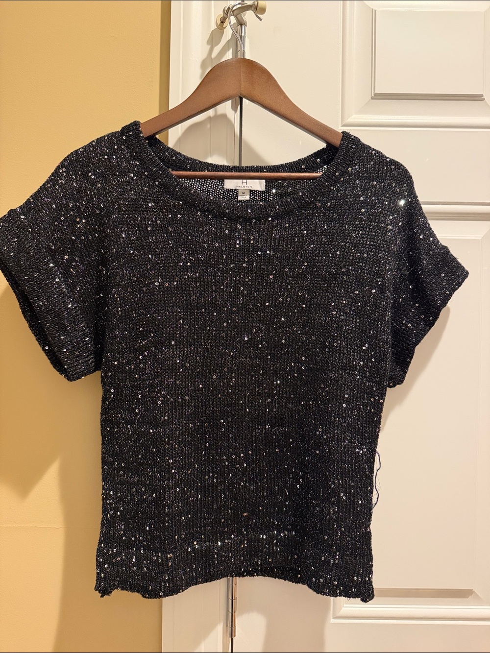 H by Halston Black Sequin Knit Tank